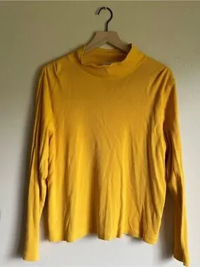 Field Gear | Tops | Yellow Ribbed Long Sleeve Mock Neck Top | Poshmark